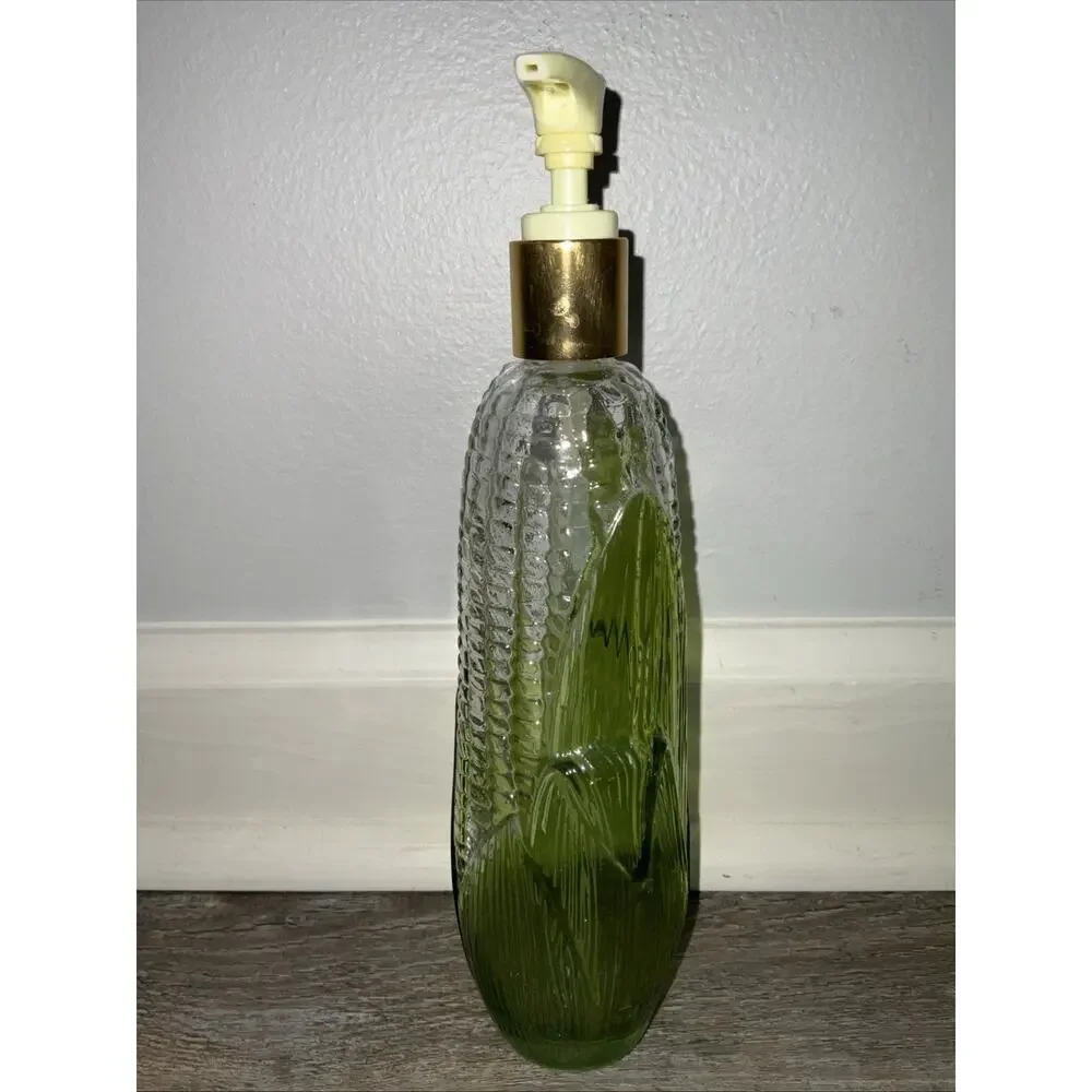 Avon Golden Harvest Ear of Corn Glass Soap Lotion Pump Dispenser Farmhouse